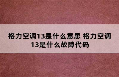 格力空调13是什么意思 格力空调13是什么故障代码